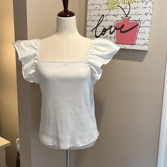 a new day Ribbed Flutter Sleeve Top - Picture 9 of 9